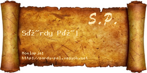 Sárdy Pál névjegykártya